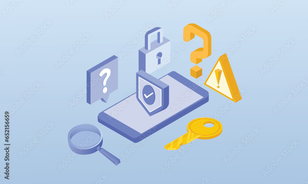 Poster forgot password and account login for the security protection web page entry system key.on blue back
