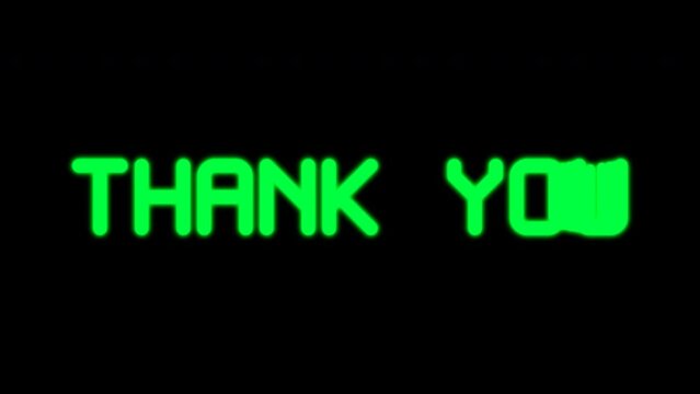 Thank you animation with echo effect using green neon color and alpha channel.