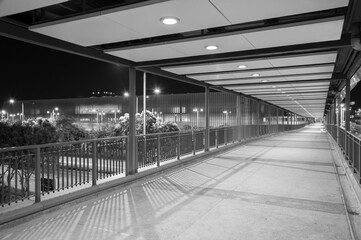 Empty Pedestrian Walkway at night