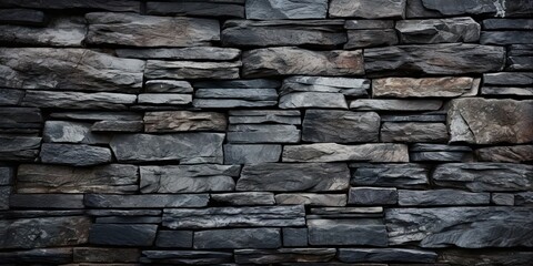 Fototapeta premium Weathered stone wall with character. Architectural harmony. Intricate wall design. Sturdy foundations. Close up of stacked blocks
