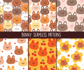 cute bunny seamless pattern bundle. cute animal wallpaper collection