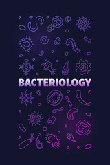 Fototapeta na wymiar Bacteriology vector Education concept vertical colorful banner or illustration in outline style