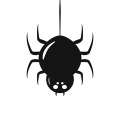 A spider hanging on a thread of its web. Vector illustration.