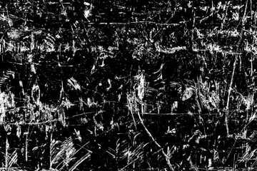 Black crack background. Scratched lines texture. White and black distressed grunge concrete wall...