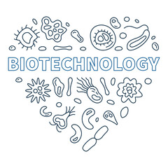 Biotechnology Heart concept outline vector banner