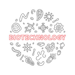 Biotechnology Science concept outline vector round banner