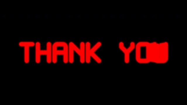 Thank you animation with echo effect using red neon color and alpha channel.