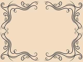 Ornate vintage frame. Swirl ornament. Ornamental curls. Vintage linear border with curlicues. Design a template for invitations, leaflets and greeting cards. Vector illustration