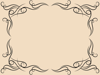 Ornate vintage frame. Swirl ornament. Ornamental curls. Vintage linear border with curlicues. Design a template for invitations, leaflets and greeting cards. Vector illustration