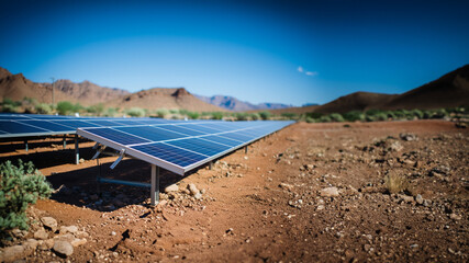 Solar Panel Solarzellen alternative Energie der Zukunft in der Wüste Umweltfreundlich, ai generativ