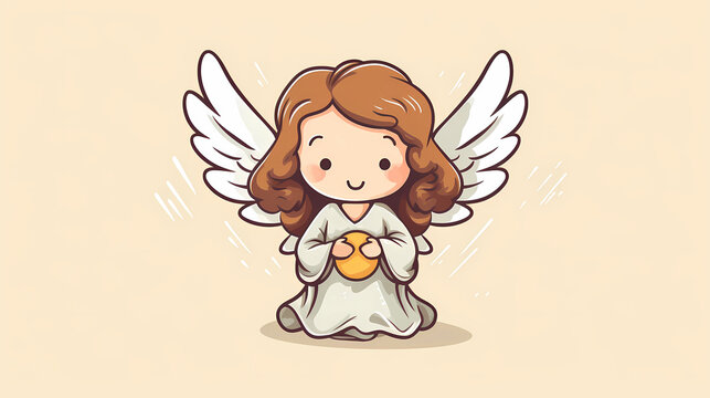 Hand drawn cartoon cute angel illustration
