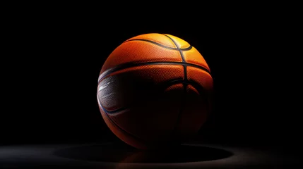 Fotobehang Basketball ball on a black background © Hassan
