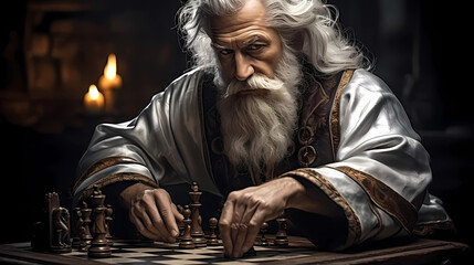 old man playing chess