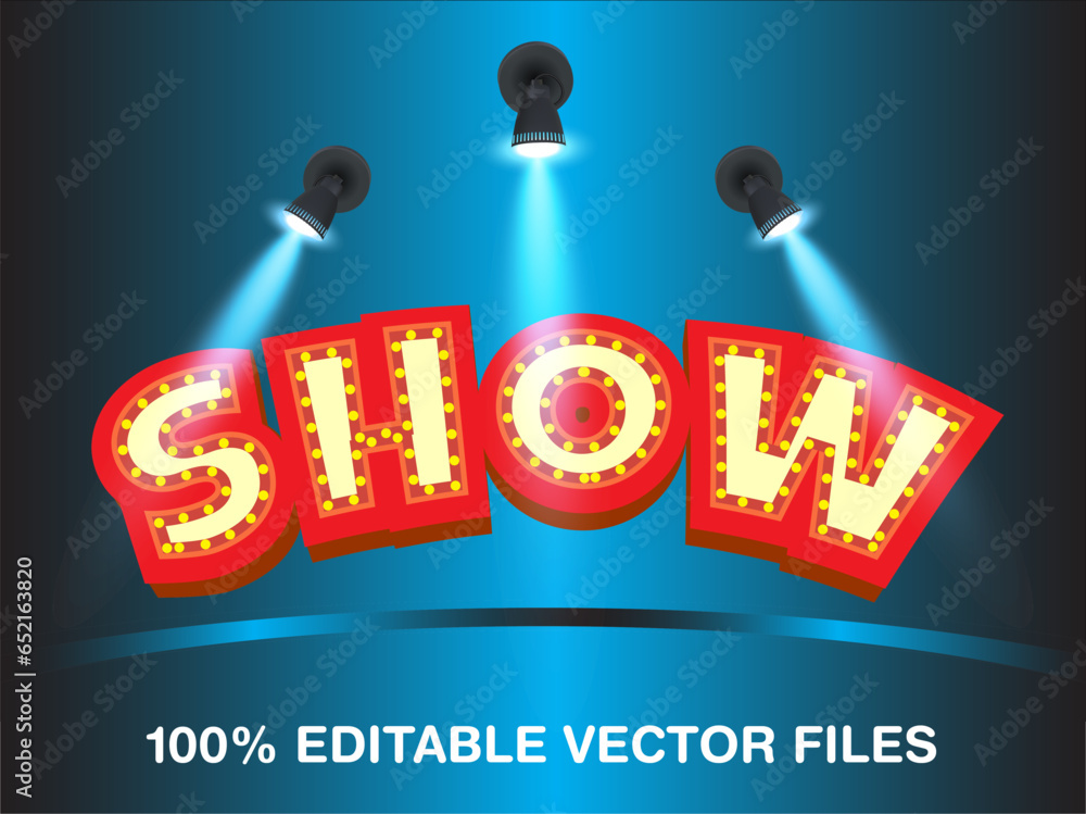 Poster show 3d editable text style effect with lighting effect