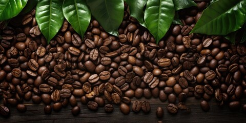 coffee beans in background, generative AI