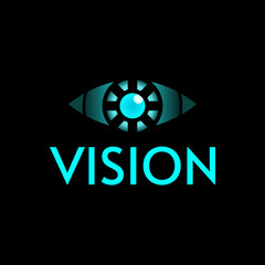 a robotic eye with gradient color , AI vision logo template , AI spy logo template