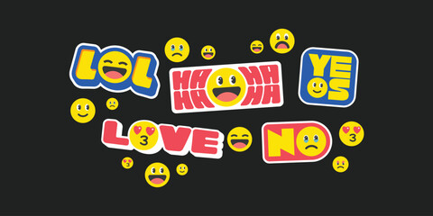 Set of emoji tags. Vector illustration