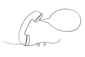 cable telephone, bubble chat talk line art continuous, simple vector sketch doodle
