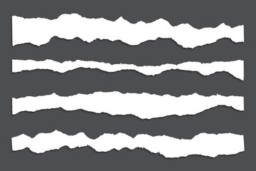 Four long piece of torn papers black new background vector file
