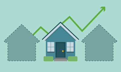Housing shortage crisis illustration. House supply and demand. Availability of property in the market causing rising cost of buying and renting a home. 