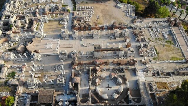 Turkey Selcuk Basilica of Saint John drone view