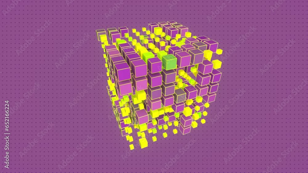 Aufkleber Seamless loop animation of a pattern of colored square blocks. 3D Rendering