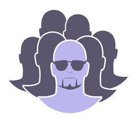 Group of spies. Portrait of man with sunglasses