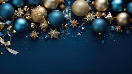 Christmas background with christmas baubles, gifts decoration - Xmas theme - 652166403