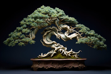 the sculptural elegance of a bonsai tree, ai generated.