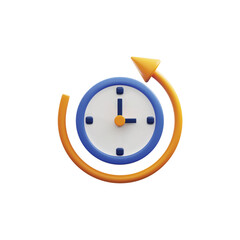 Realistic circle watch with yellow arrow around 3D style, vector illustration