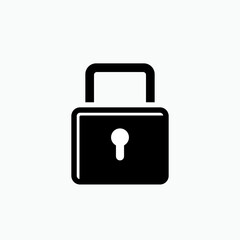 Padlock Icon. Closed Access Symbol in Glyph Style - Vector.       