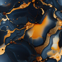 black geode. liquid art. high definition. on gold background, ai generated.