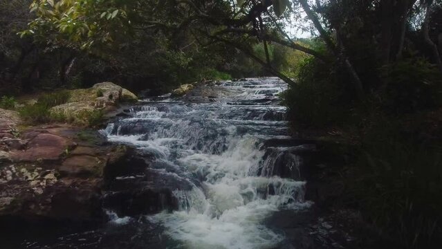 Natural Small Waterfalls Of Arrollo Virgin In Paraguay 