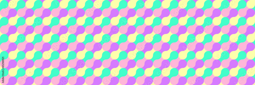 Aufkleber horizontal pastel multicolored modern curve and circle design for pattern and background.