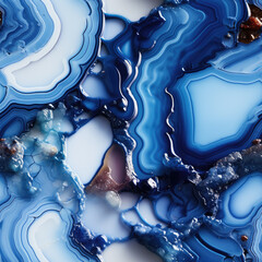 blue geode. liquid art. high definition. on white background, ai generated.