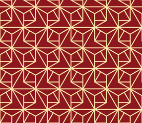 The geometric pattern with lines. Seamless vector background. Gold and red texture. Graphic modern pattern. Simple lattice graphic design