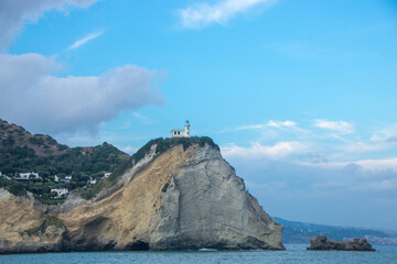 Cape Miseno and its lighthouse in Pozzuoli gulf