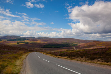 Amazing road in Cairnwell Pass  in the Scottish Highlands, Scotl