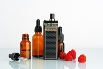 Vape smoking liquid with berry flavor close up