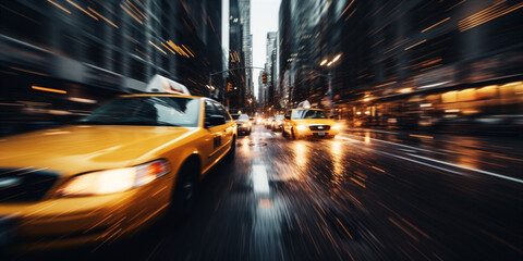 double long exposure photo of modern taxi cab