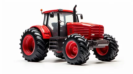 Rolgordijnen New red tractor on white © Cybonad