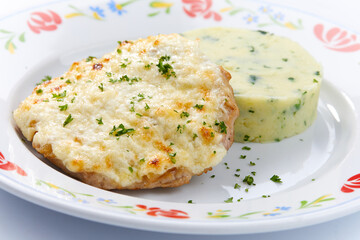 cutlet with potato and herbs