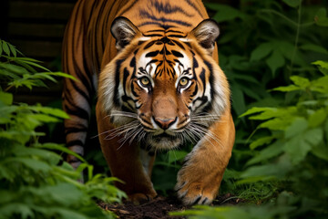 Fototapeta premium tiger is ready to pounce on its prey
