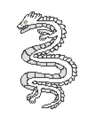 Pixel Art White Dragon Illustration