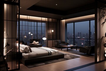 Asian Fusion-Inspired Peaceful Bedroom