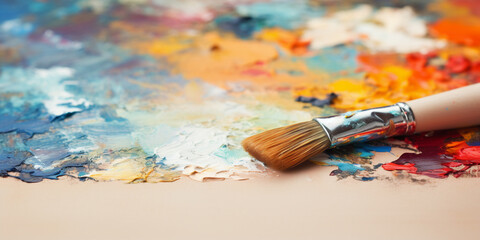 Obraz premium Close-up of a brush and palette