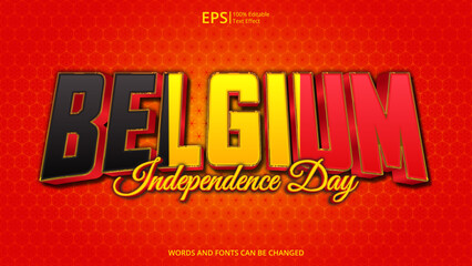 belgium editable text effect with belgium flag pattern suitable for poster design about holiday, Feast day or belgium independence day moment