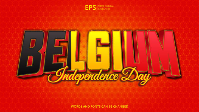 belgium editable text effect with belgium flag pattern suitable for poster design about holiday, Feast day or belgium independence day moment