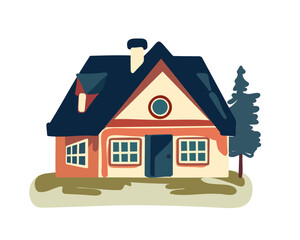 Colorful cottage, vector illustration