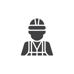 Engineer with hard hat vector icon